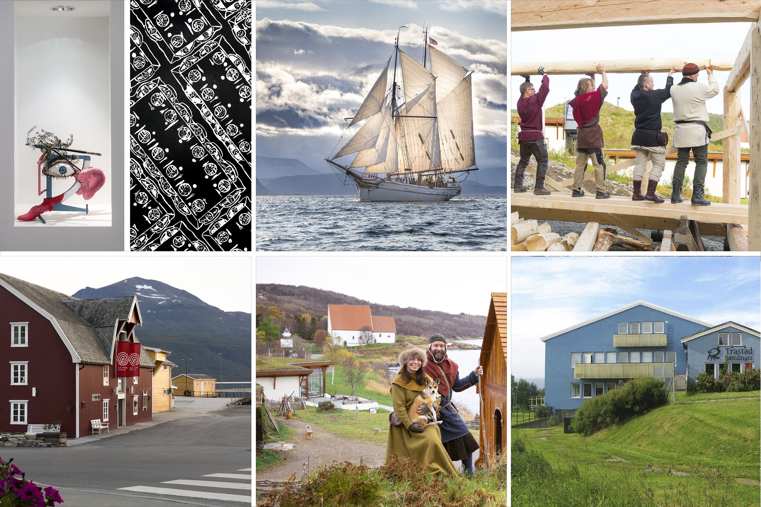 Collage med foto fra Sør-Troms Museum